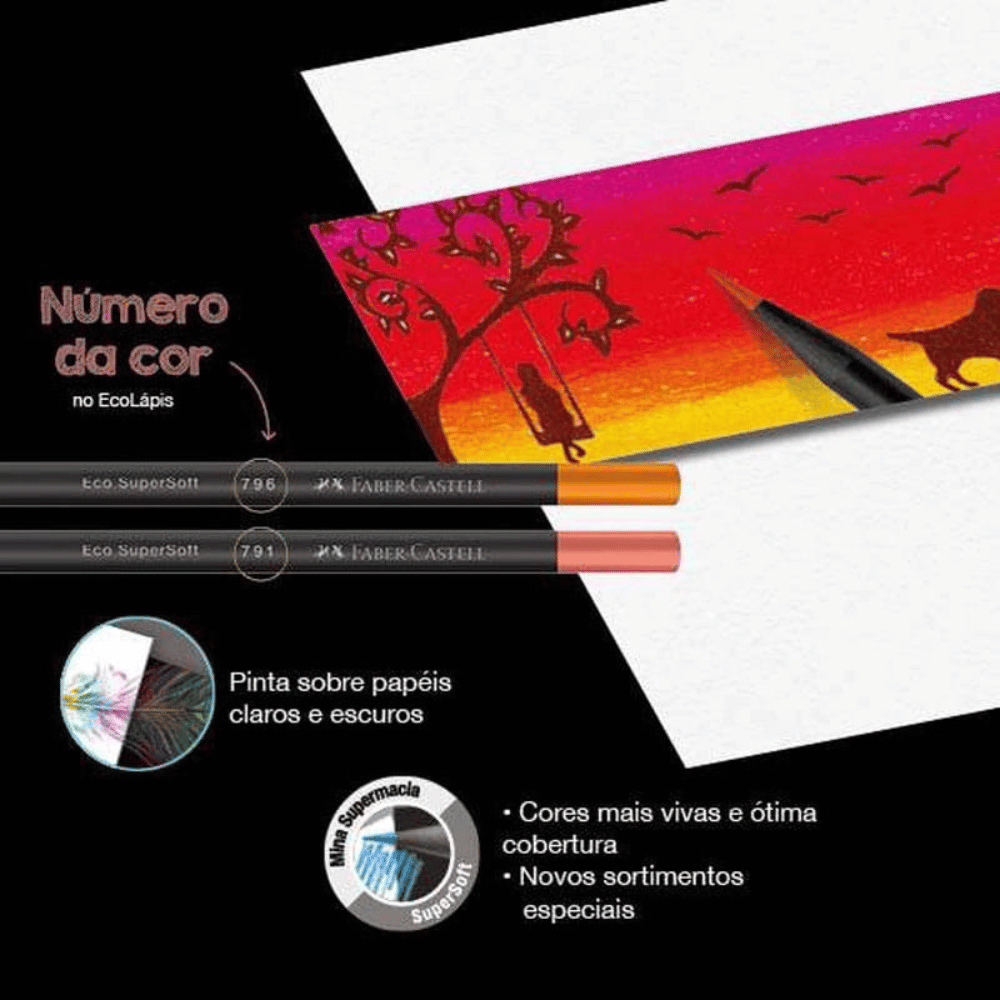 Lápis de Cor SuperSoft 15 Cores Tons Quente 120715SOFTCQ Faber-Castell CX 1 UN