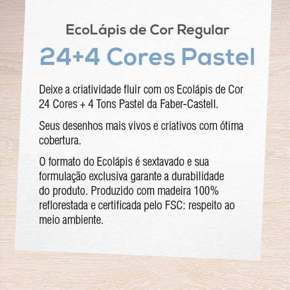 Lápis de Cor 24 Cores + 4 Cores Pastel 120124+4P Faber-Castell CX 1 UN