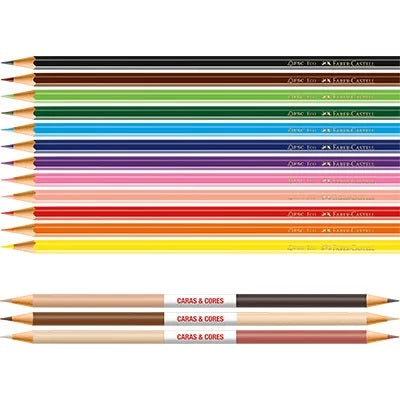 Lápis de Cor 12 Cores + 6 Tons de Pele Caras e Cores 120112CC Faber-Castell CX 1 UN