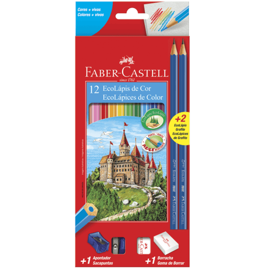 Lápis de Cor 12 Cores Kit Escolar 120112+2N Faber-Castell CX 1 UN