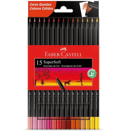 Lápis de Cor SuperSoft 15 Cores Tons Quente 120715SOFTCQ Faber-Castell CX 1 UN