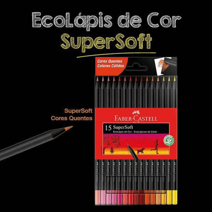 Lápis de Cor SuperSoft 15 Cores Tons Quente 120715SOFTCQ Faber-Castell CX 1 UN