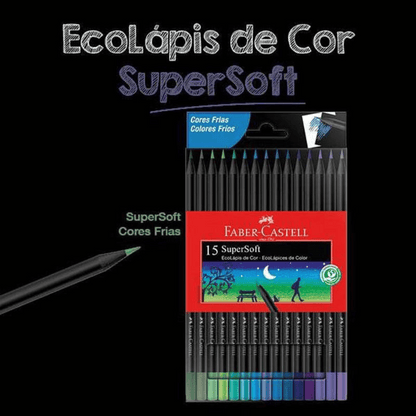 Lápis de Cor SuperSoft 15 Cores Tons Frios 120715SOFTCF Faber-Castell CX 1 UN
