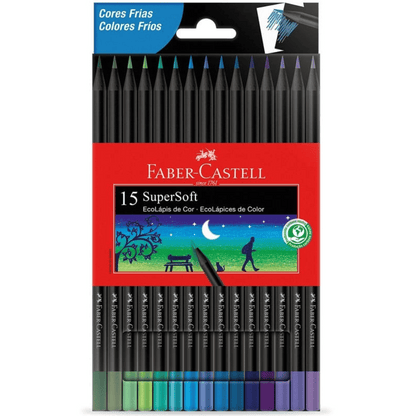 Lápis de Cor SuperSoft 15 Cores Tons Frios 120715SOFTCF Faber-Castell CX 1 UN