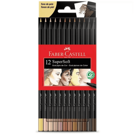 Lápis de Cor SuperSoft 12 Cores Tons de Pele 120712SOFTTP Faber-Castell CX 1 UN