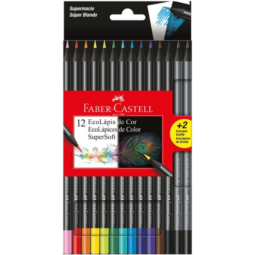 Lápis de Cor SuperSoft 12 Cores 120712SOFT+2 Faber-Castell CX 1 UN