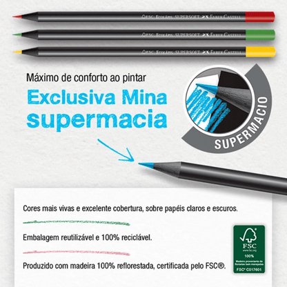 Lápis de Cor SuperSoft 12 Cores 120712SOFT+2 Faber-Castell CX 1 UN