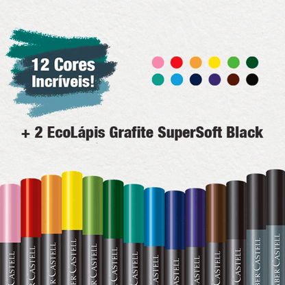 Lápis de Cor SuperSoft 12 Cores 120712SOFT+2 Faber-Castell CX 1 UN
