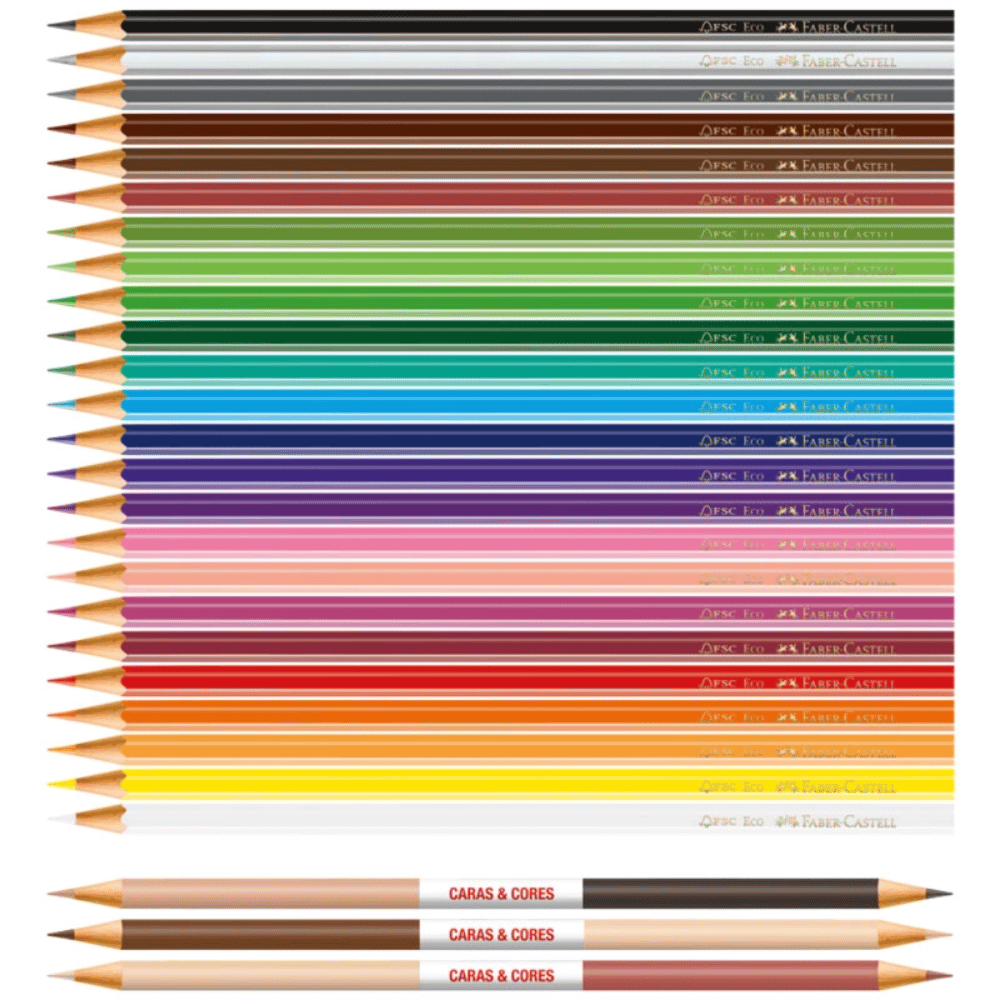 Lápis de Cor 24 Cores + 6 Tons de Pele Caras e Cores 120124CC Faber-Castell CX 1 UN
