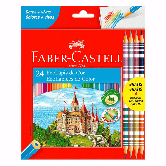 Lápis de Cor 20 Cores + 4 Lápis Bicolor 120124/4B Faber-Castell CX 1 UN