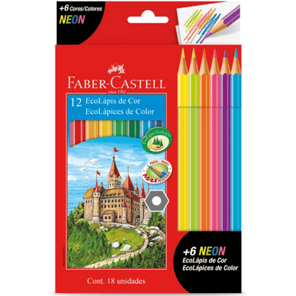 Lápis de Cor 12 Cores + 6 Neon 120112+6N Faber-Castell CX 1 UN