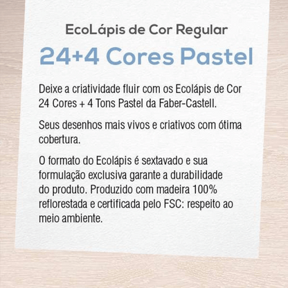 Lápis de Cor 24 Cores + 4 Cores Pastel 120124+4P Faber-Castell CX 1 UN