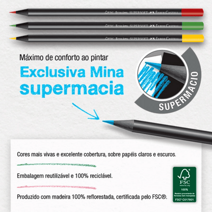 Lápis de Cor SuperSoft 50 Cores 120750SOFT Faber-Castell BT 1 UN